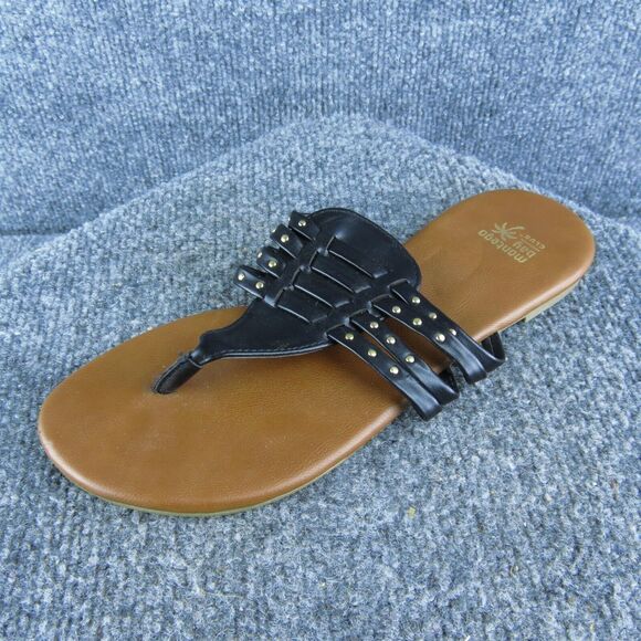 Montego Bay Club Women Flip Flop‎ Sandal Shoes Size 7 Medium Black Synthetic - Picture 1 of 9